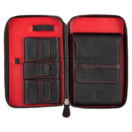 Humidor portabil lucrat manual din piele naturala Crown & Tiger Cuba Red