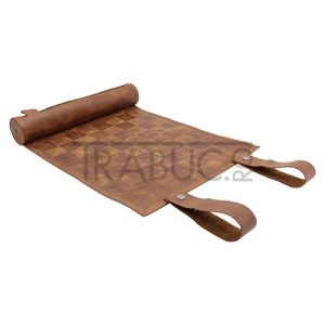 Set joc de sah Melia Roll-Up Classic Brown confectionat din piele naturala maro cu magnet