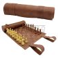Set joc de sah Melia Roll-Up Classic Brown confectionat din piele naturala maro cu magnet