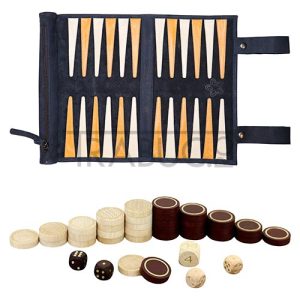 Set joc de table Melia Roll-Up Canaris din piele naturala de calitate de culoare albastru inchis