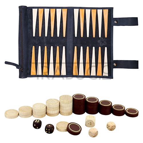 Set joc de table Melia Roll-Up Canaris din piele naturala de calitate de culoare albastru inchis