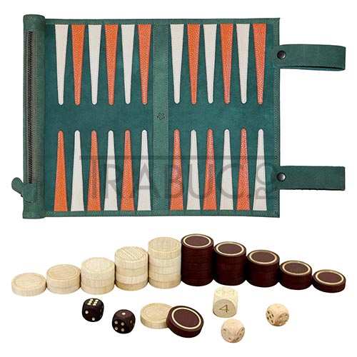 Set joc de table Melia Roll-Up Eire din piele naturala de calitate cu piese din lemn natural