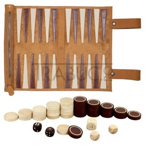 Set joc de table Melia Roll-Up Whiskey confectionat din piele naturala cu piese din lemn