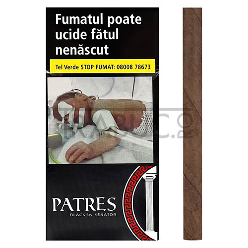 Tigari de foi Patres Black by Senator in apchet de 10 bucati cu aroma de vanilie, cocos si caramel