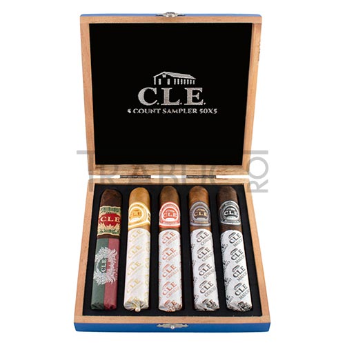 Trabucuri CLE Sampler Robusto in cutie din lemn cu 5 trabucuri de origine Honduras